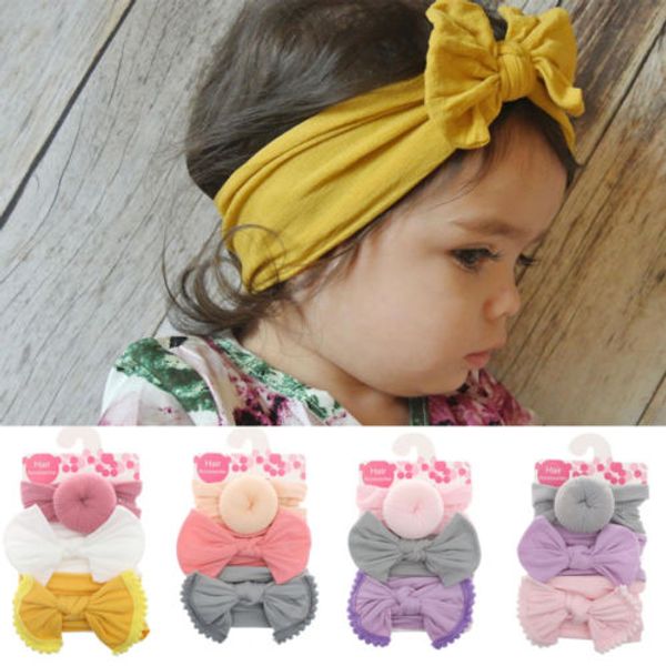 

3шт рождество дети малыш девушки детские большой лук лента для волос повязка стрейч тюрбан узел обертывание головы