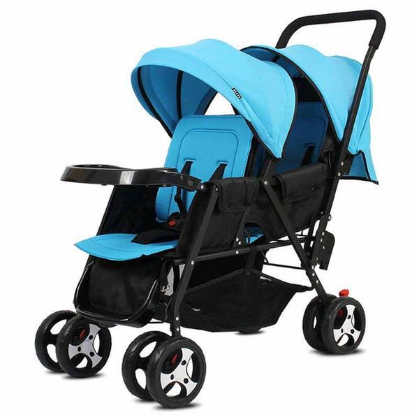 

foldable twins baby carriage, lightweight 9.6kg twins stroller with 8 wheels, adjust seat twins pram with mosquito net