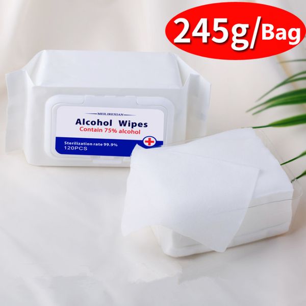 

чистые салфетки 120шт сумка защита 75% спирт протрите дезинфекция дезинфицирующее средство для рук дезинфекция и гигиена продуктов, Blue