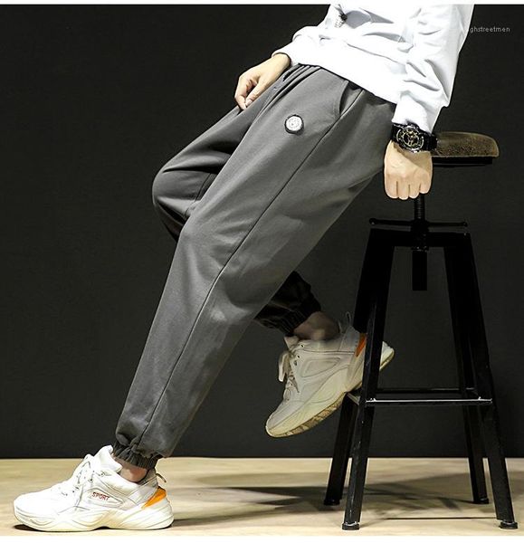 

pure color full length pencil pants male clothing mens designer pocket pants fashion drawstring regular pants mens, Black