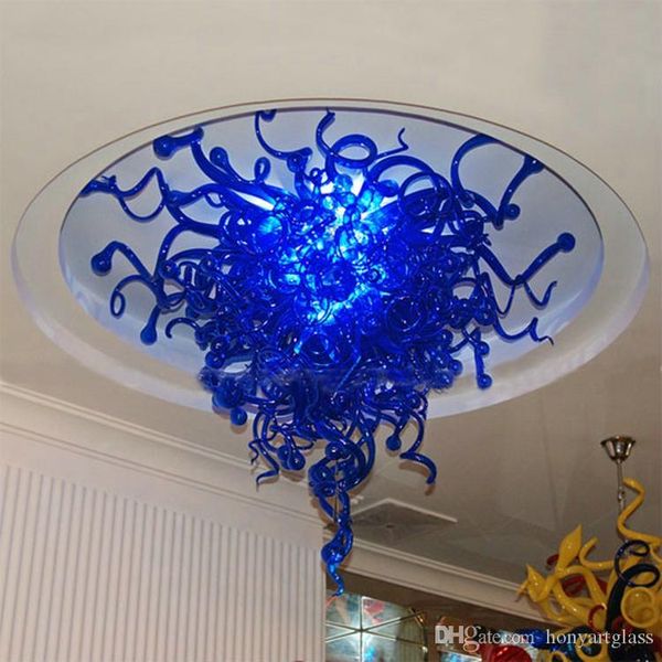 

italian customized style cute showroom light mini blue hand blown glass chandelier art