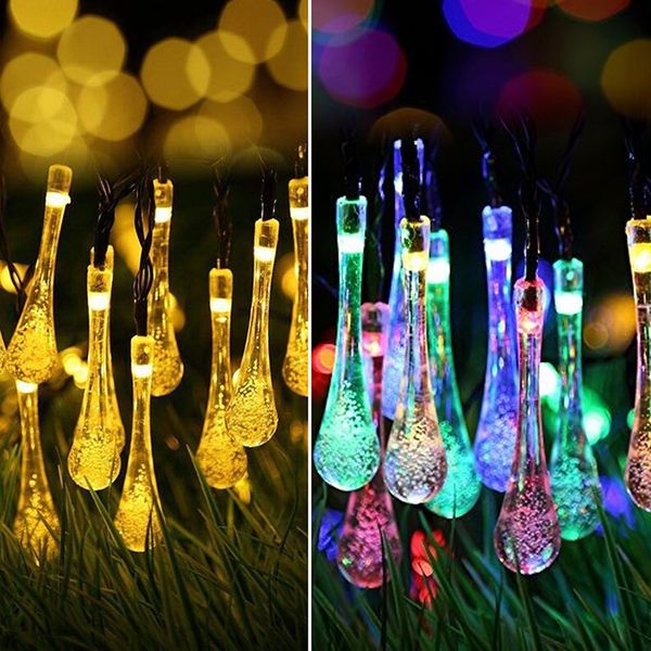 

factory rantion 30/100 led solar string lights waterproof raindrop string fairy lights for patio garden party lawn holiday decor