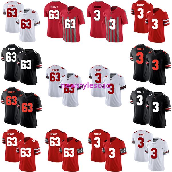 

2019 ncaa football ohio state buckeyes 63 michael bennett iv 3 майкл томас jerserys, Black;red