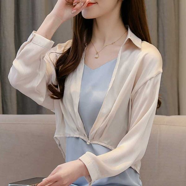 

blusas mujer de moda 2020 long sleeve blouse women turn down collar chiffon blouse shirt women womens and blouses c773, White