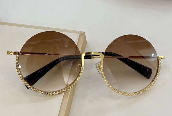 

round sunglasses rimless gold brown shaded sonnenbrille gafa de sol sunglasses women shades new with box, White;black