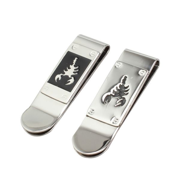 

high quality fashion designer pupular classic elegant business style cool engraved scorpion simple titanium stainless steel money clip