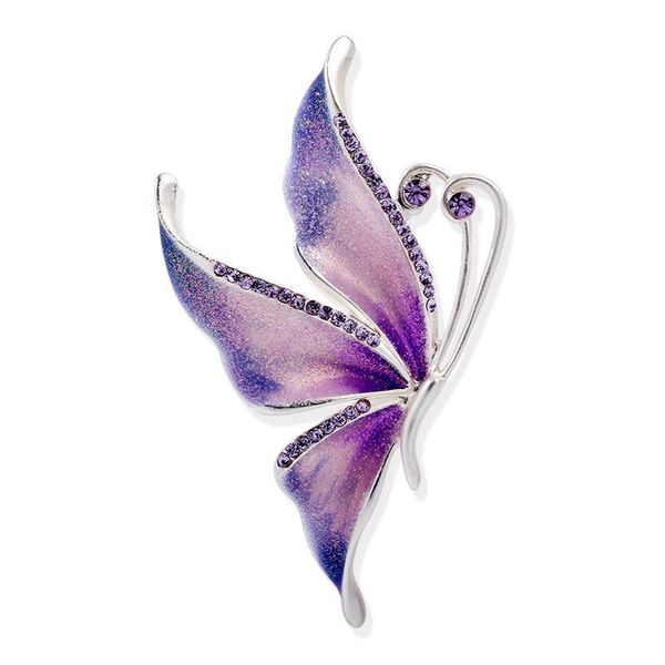

new arrival mom gifts purple enamel rhinestone butterfly brooch pins for dress scarf collar women party, Gray