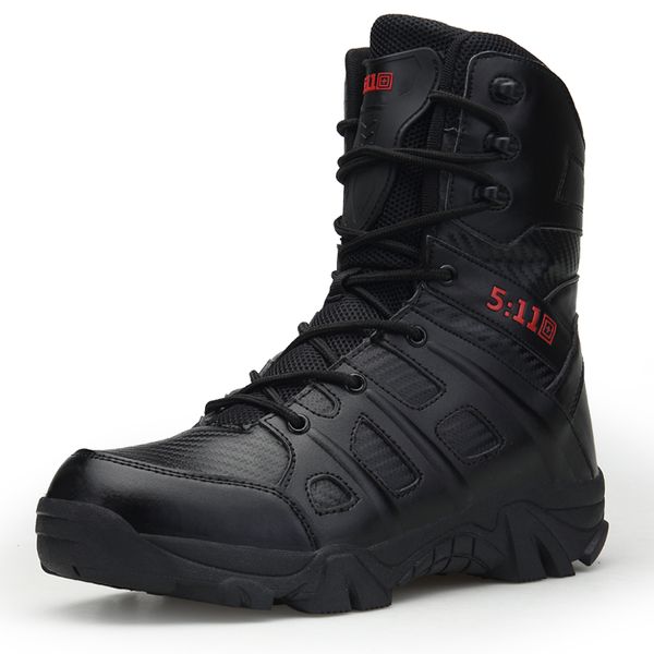 

men brand leather boots special force tactical desert combat men's boots outdoor shoes ankle xx-339, Black