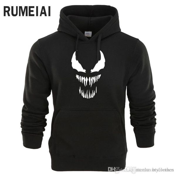 

venom marvel косплей hoodied мужчины женщины толстовки с капюшоном с длинным рукавом топы, Black