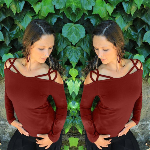 

off the shoulder for women 2017 autumn new fashion long sleeve cotton tee shirts women casual t shirts solid color, White