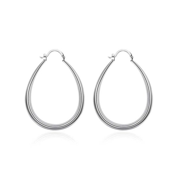 

plated sterling silver three-dimensional u-shaped earrings djse80 size 4.1cm*3.3cm; women's 925 silver plate hoop & huggie jewelry earr, Golden;silver
