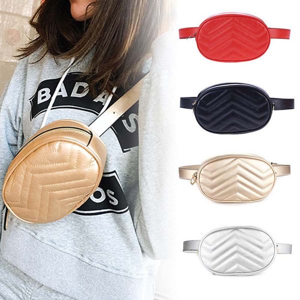 

2019 women waist bag mini round belt bag pouch fashion quilted leather fanny pack casual ladies crossbody travel chest