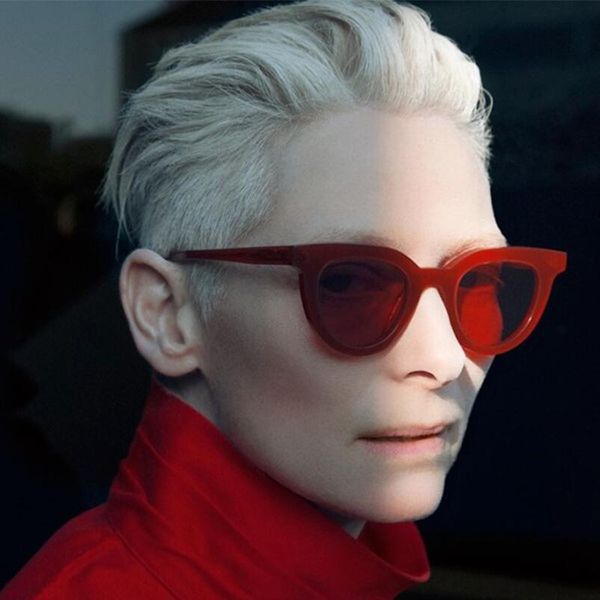 

hadiye 2019 new classic sunglasses women/men brand designer mirror cat eye sunglass star style rays protection sun glasses, White;black