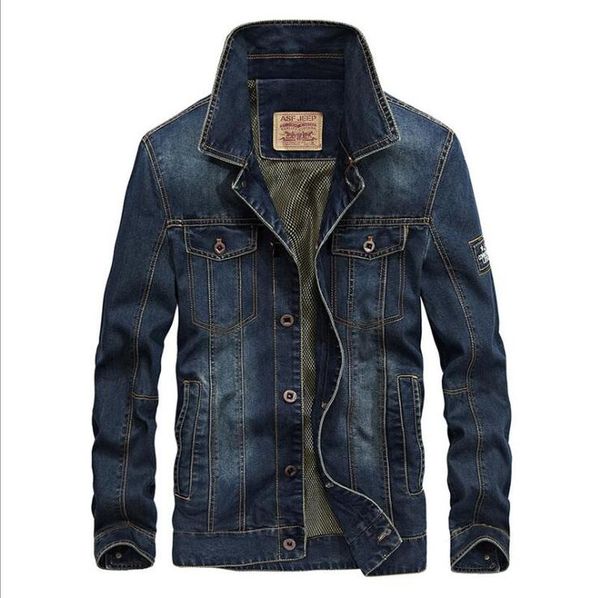 

vintage denim jackets men slim fit solid color casual mens jeans coat 2019 fashion vintage clothes for men blue, Black;brown