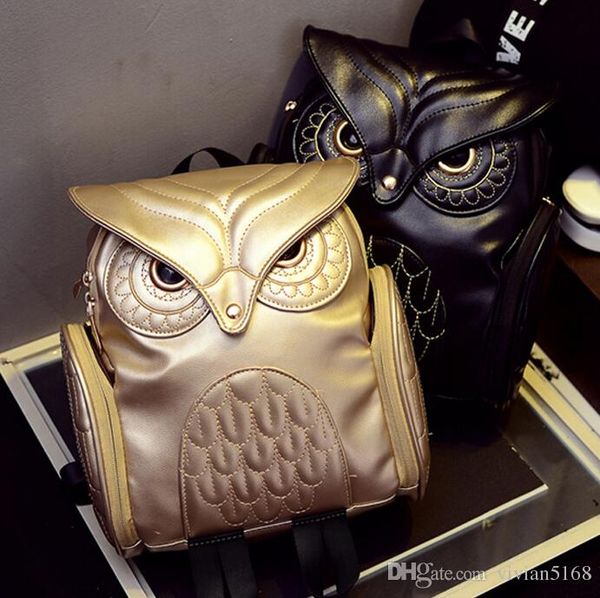 

fashion women 3d printing owl backpack pu leather owl animal student shoulder school bags for teenagers girls ladies back bag 4 colors gifts