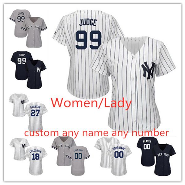 

new womens ladies aaron judge jerseys gleyber torres gary sanchez didi gregorius sabathia stitiched jerseys custom any name jerseys female, Blue;black