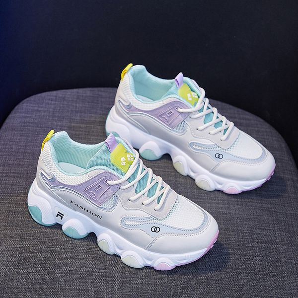 

rainbow shoes, old shoes, women's breathable korean version of wild sports shoes, mesh surface, 2020 summer new student net shoes, Black