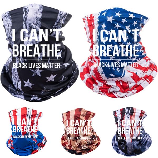 

i cant breatheoutdoor cycling scarves american flag 3d print face mask dustproof sunscreen scarves bandana tube headwear running f #1, Blue;black