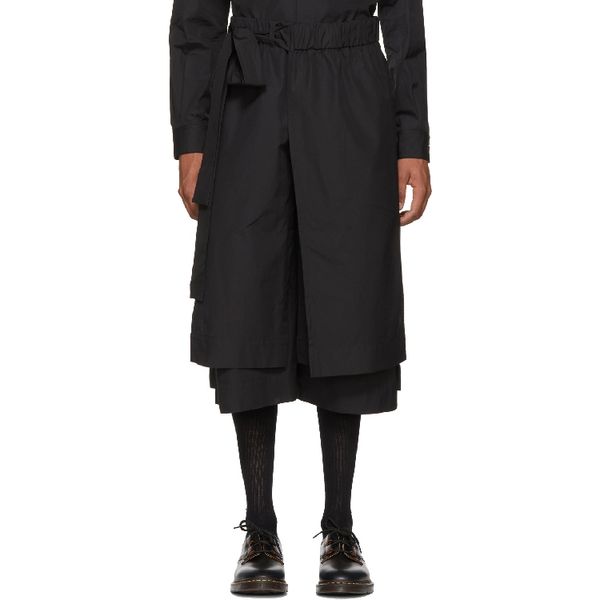 

new 27-46 2018 men's clothing gd hair stylist fashion street loose multilayer culottes wide leg pants plus size costumes, Black