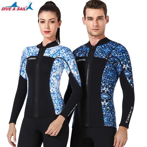 

2020 new diving suit male fission 3 mm thickness warm warm winter coat long-sleeved women deep snorkeling surfing