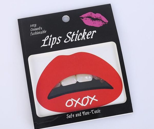 adesivo per labbra Adesivi per tatuaggi temporanei per labbra Rossetto Art Transfers Kiss Lips Body Art Beauty Makeup Waterproof