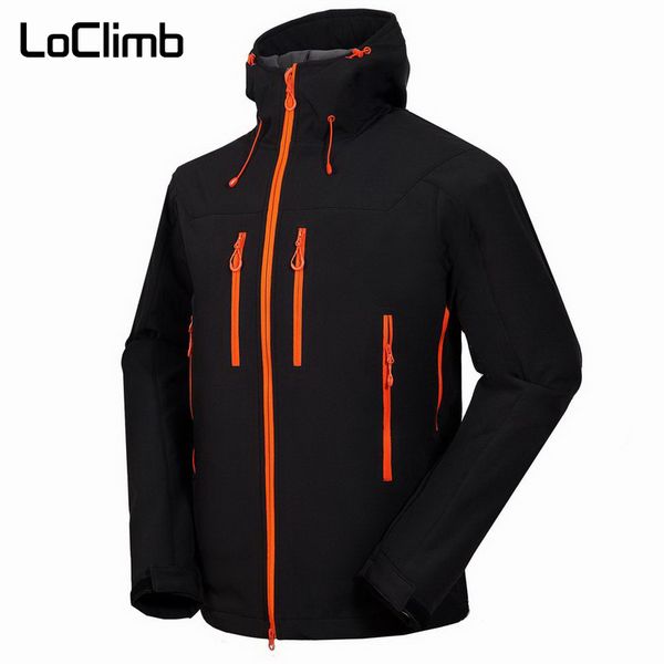 

loclimb plus size men's hiking jacket men waterproof outdoor sport softshell coat for spring trekking climbing ski hooded,am101, Blue;black