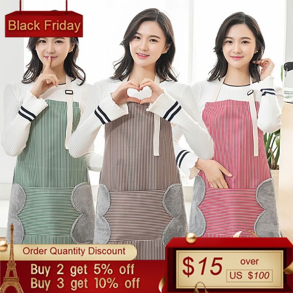 

kitchen accessories waterproof strip apron kitchen cooking adjustable wipe hands pocket pinafore