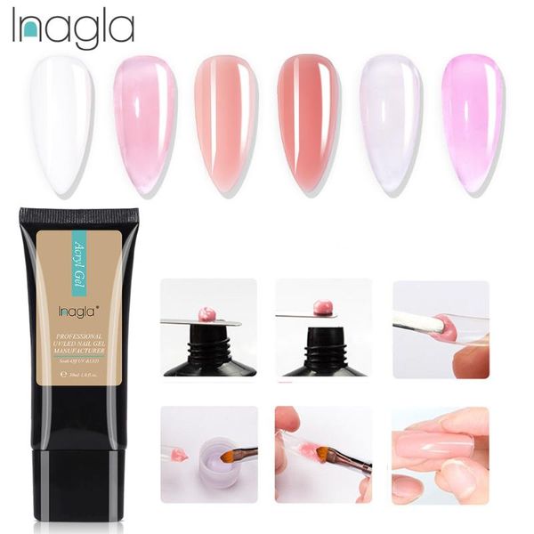 

inagla 30ml quick extension gel white clear acrylic poly uv gel manicure crystal jelly finger building tips jelly poly, Red;pink