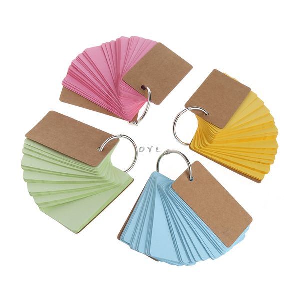 

kraft paper binder ring easy flip flash cards study memo pads diy stationery