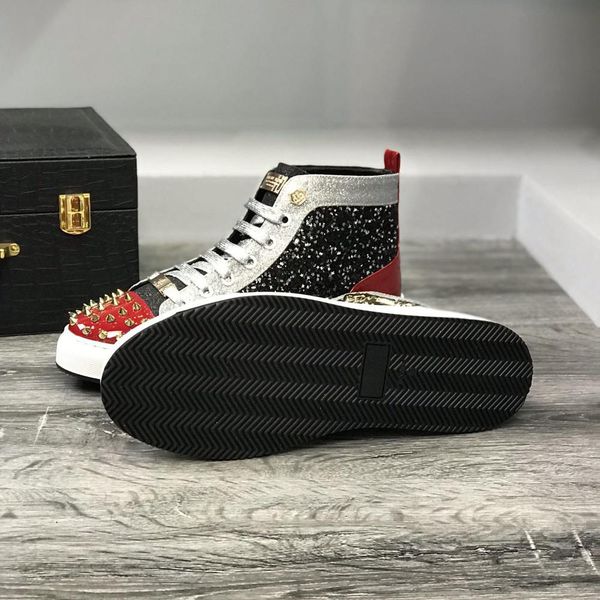 

luxury designer shoes red bottoms studded spikes men women casual shoes winter boots fashion mens designer shoes size 38-44, Black