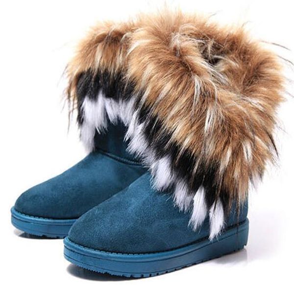 

new fashion fox fur warm autumn winter wedges snow women boots shoes genuinei mitation lady short boots casual long snow shoes size 36-42, Black