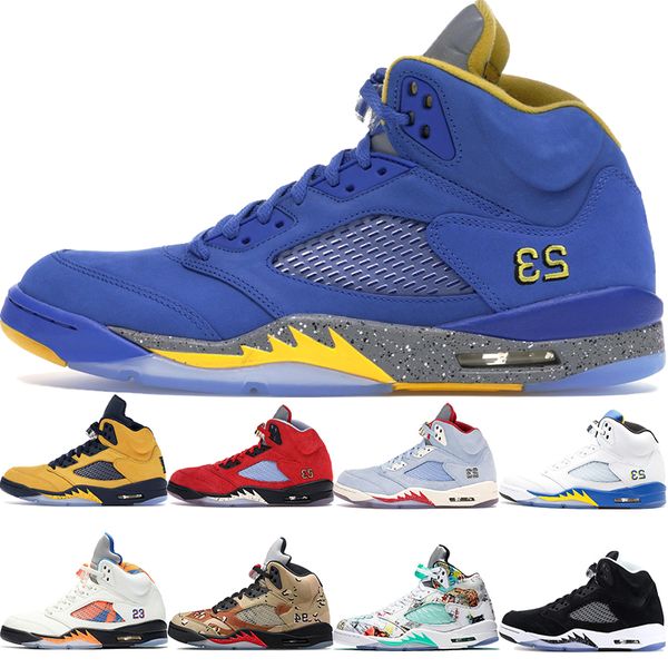 

2019 jsp laney varsity royal jumpman 5 5s mens basketball shoes michigan trophy room university red oreo wings psg men sneakers
