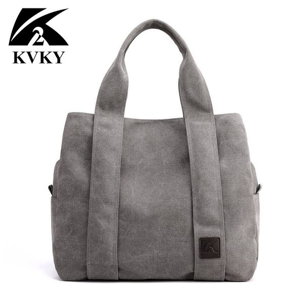 

kvky brand new arrival canvas handbag for women student school teacher fabric leisure handle bag for teenager big tote bag