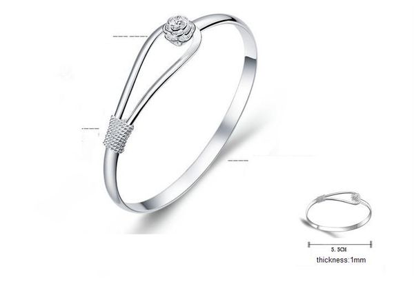 

fashion- sterling silver rose cuff bracelet fashion bangle for woman 2015 sell, Black