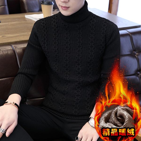 

black gray men sweater turtleneck winter long sleeves pullovers solid casual men sweaters new fashion fleece, White;black