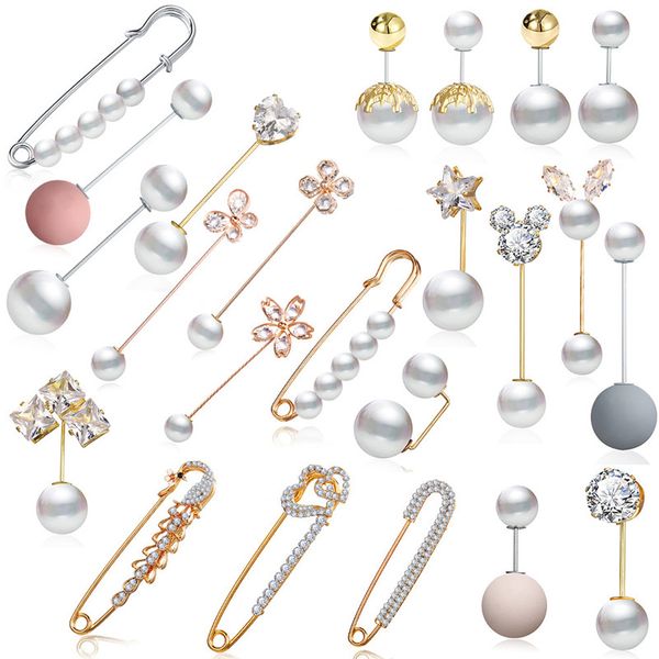 

новые винтажные серебро золото циркон броши для женщин мода свитер перл брошь pin female wedding брошь xmas gifts hz, Gray