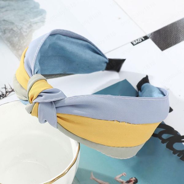 

new fashion women hairband wide side headband cross knot turban classic striped headwear girls hair accessories, Slivery;white