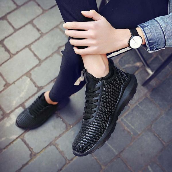 

new mesh men casual shoes lace-up men shoes sneakers lightweight comfortable breathable walking sneakers tenis feminino zapatos, Black