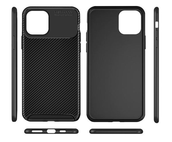 

ultra slim tpu carbon fiber soft black phone cover case for iphone 11 pro max