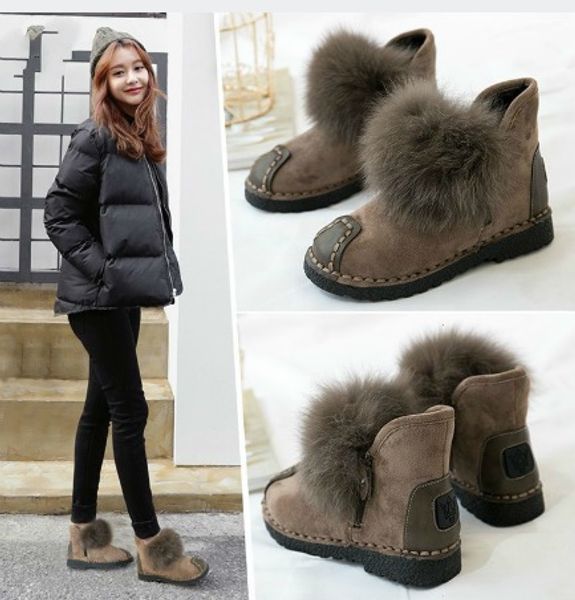 

зима Женщины мехов снегоступов обуви женщины мода сапоги для женщин коров кожаны