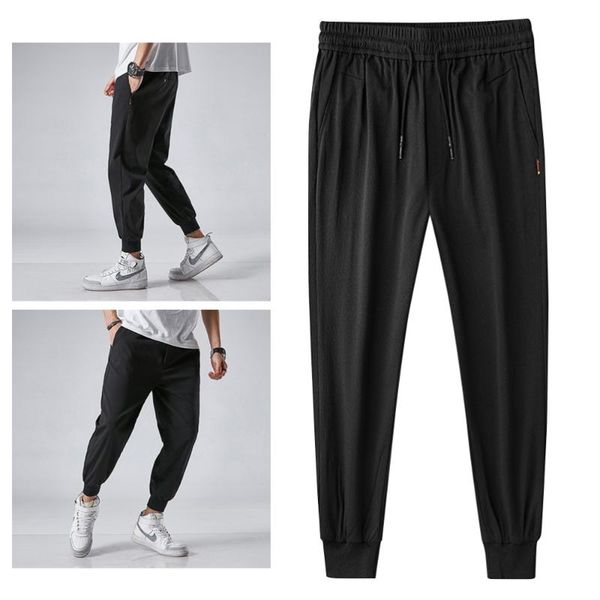 

1pc loose casual pants stylish ninth pants large size harem popular male straight for man male wearing (black size