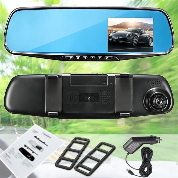 

2.8-inch anti-stun blue glass 1080p hd reversing image with bracket black rearview mirror driving recorder car video recorder car dvr