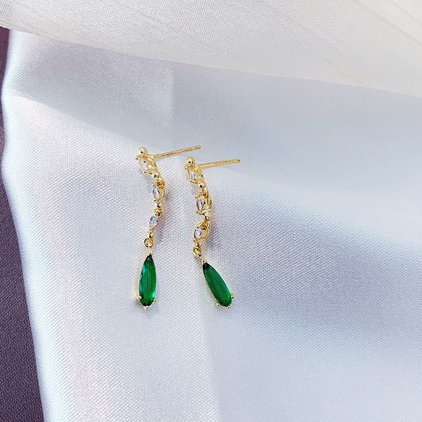 

earrings for women jewelry 2019 green stone pendant drop earings french design ear rings jewellery korean, Golden;silver