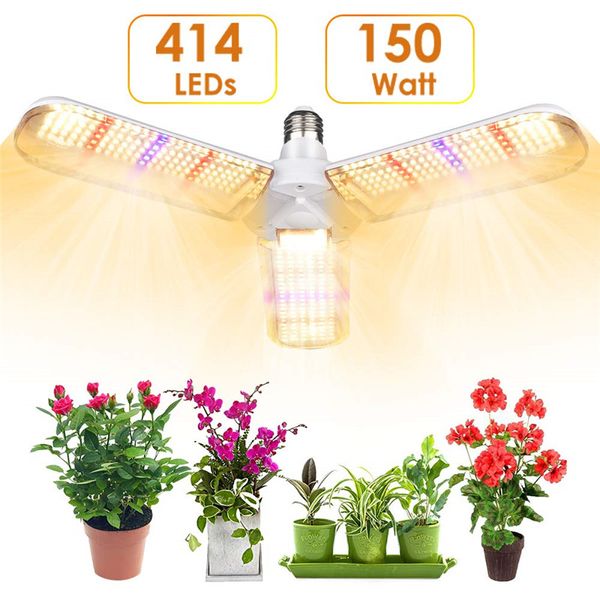 414 LED Coltiviamo lampadina 150W pieghevole Daylight spettro completo coltiva le luci per le piante d'coltivazione di ortaggi lampadina impianto