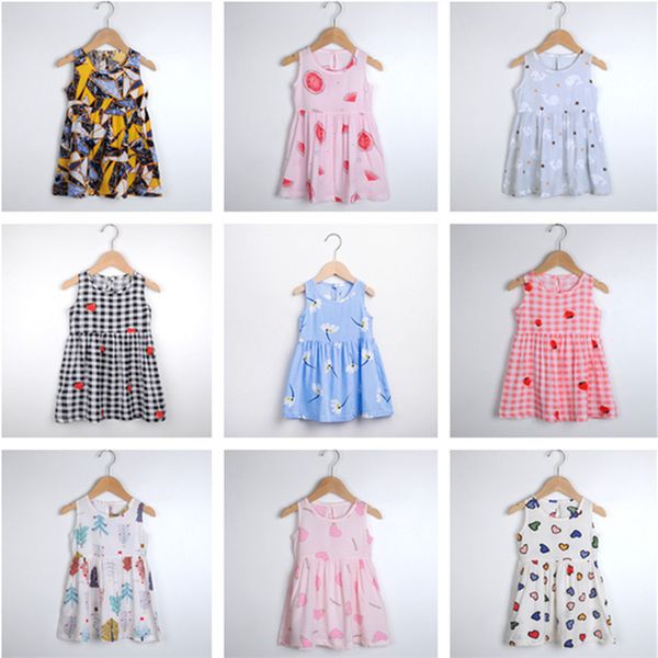 

fashion girls dress summer sleeveless dresses sute cartoon pajamas princess designer one-piece skirt lovely beach dress clothing 22 sstyle, Red;yellow