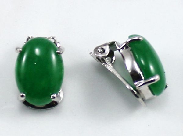 

wholesale lady's jewelry 13*16mm green natural jade earrings #002, Golden;silver