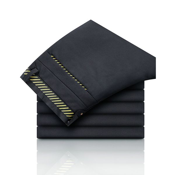 

classic dress pants men formal business wedding grey suit pants casual slim korean fashion casual fit male cotton trousers, Black