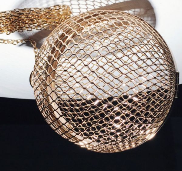 

ins over the fire of 2018 new hollow metal bag handbag chain spherical buns mini messenger bag tide