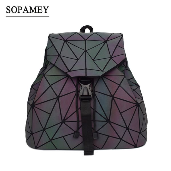 

bao women backpack luminous drawstring female daily backpack geometry backpacks folding school bags for teenage girls mochila mx190816