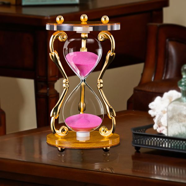 

european style time hourglass office home kitchen decor metal timer clock birthday gift hourglass furnishings ornaments la18